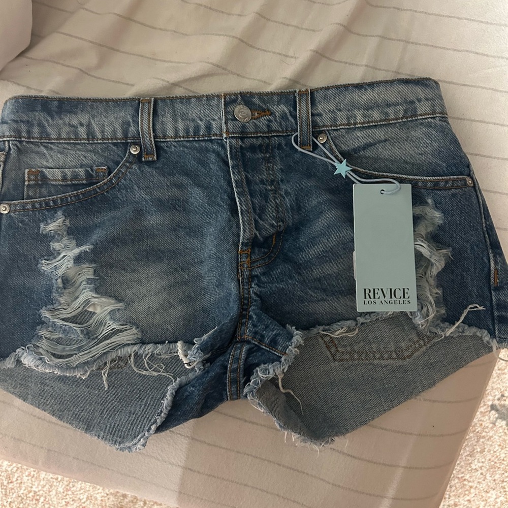 REVICE Distressed Blue Jean Shorts